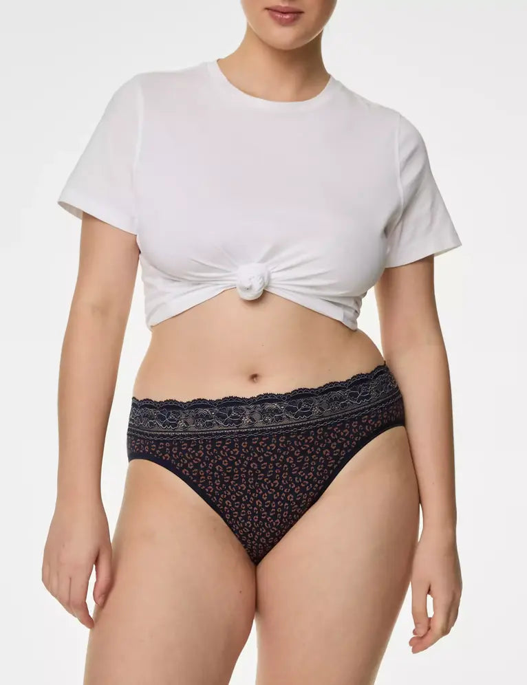 Pack 5 bragas altas HL estampadas con detalle encaje