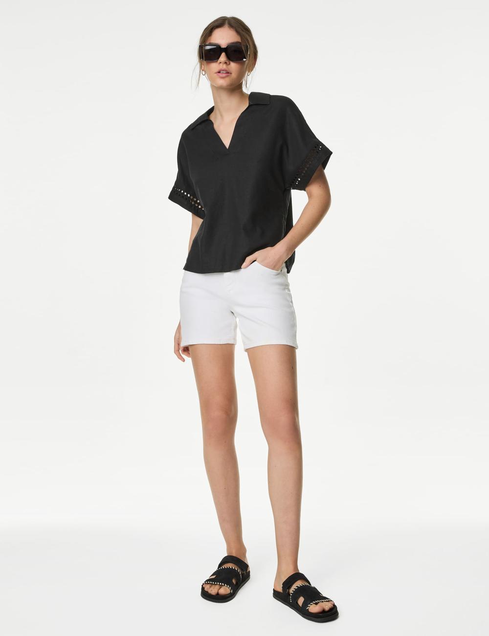 Blusa de lino de manga corta