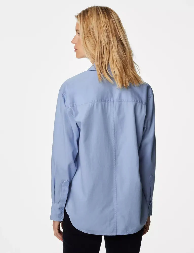 Blusa de algodón cuello maho