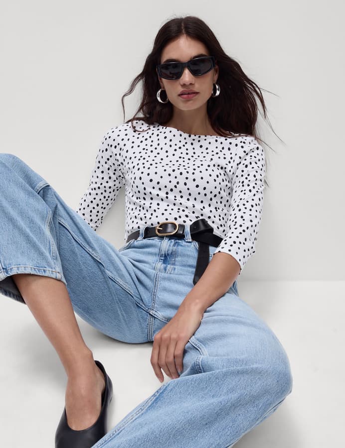 Camiseta de manga semilarga estampada