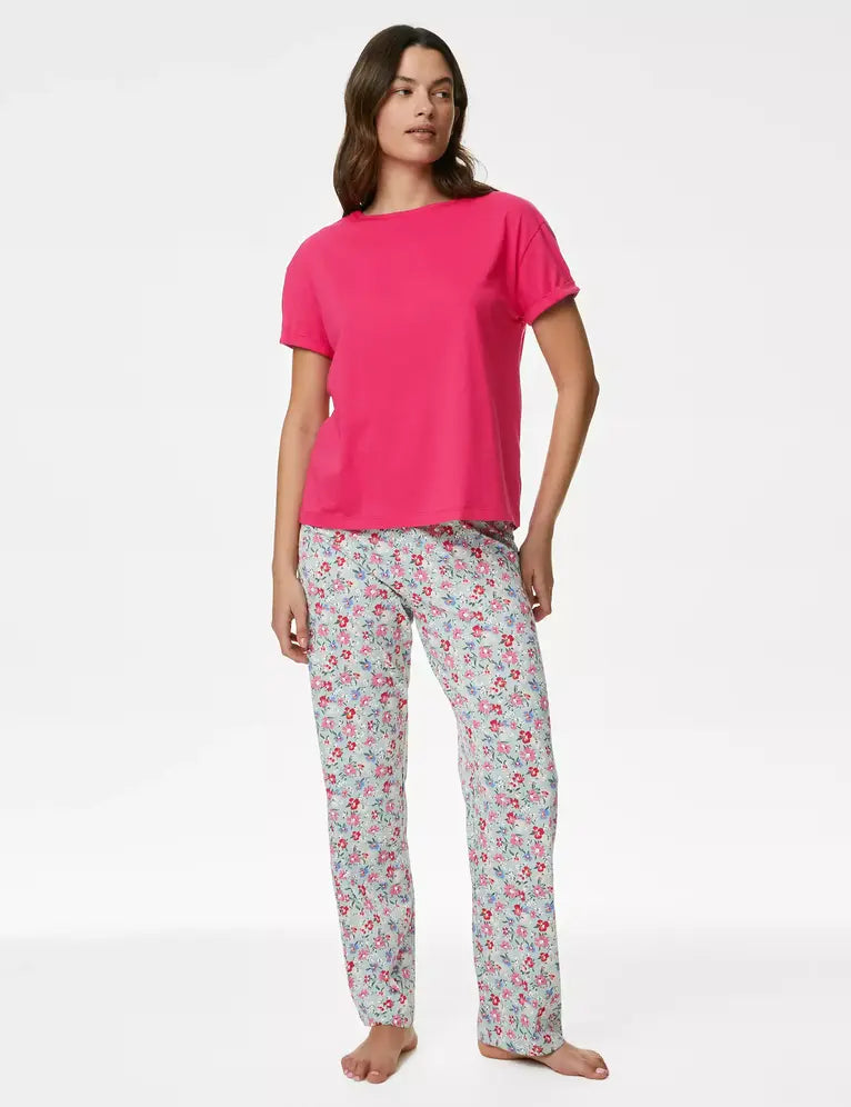 FP Pijama manga corta con pantalón floral