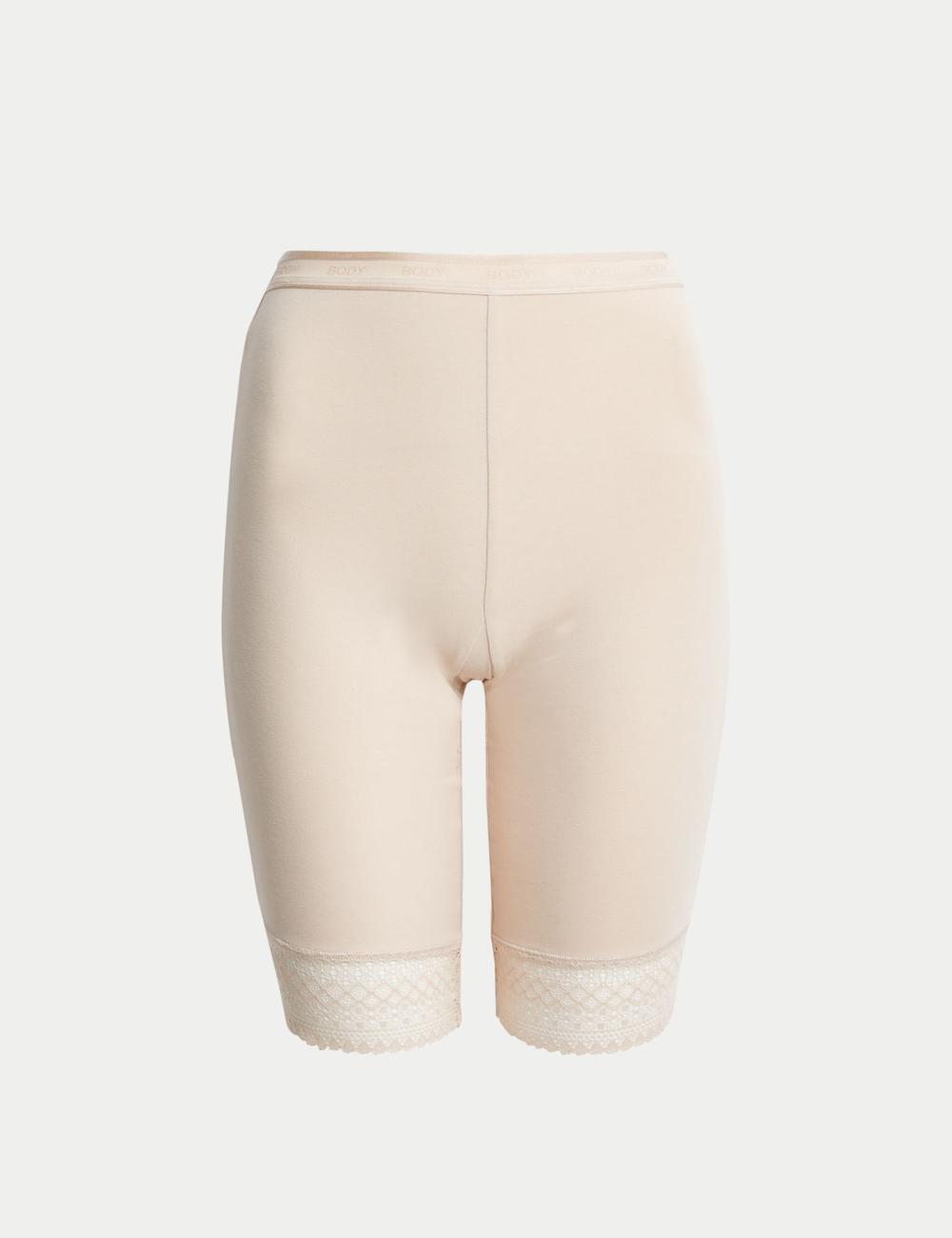 Braga alta Midi de algodón con pata y borde de encaje