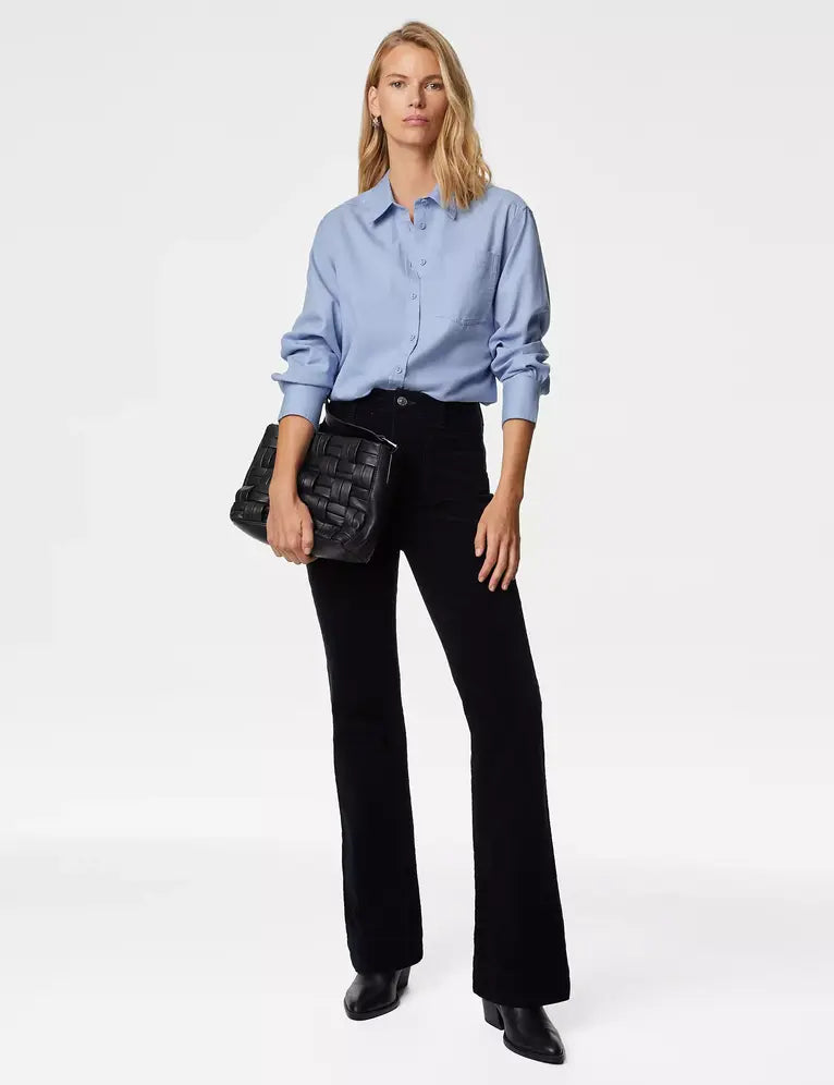 Blusa de algodón cuello maho