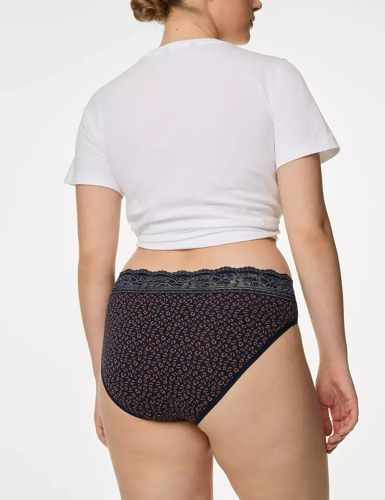 Pack 5 bragas altas HL estampadas con detalle encaje