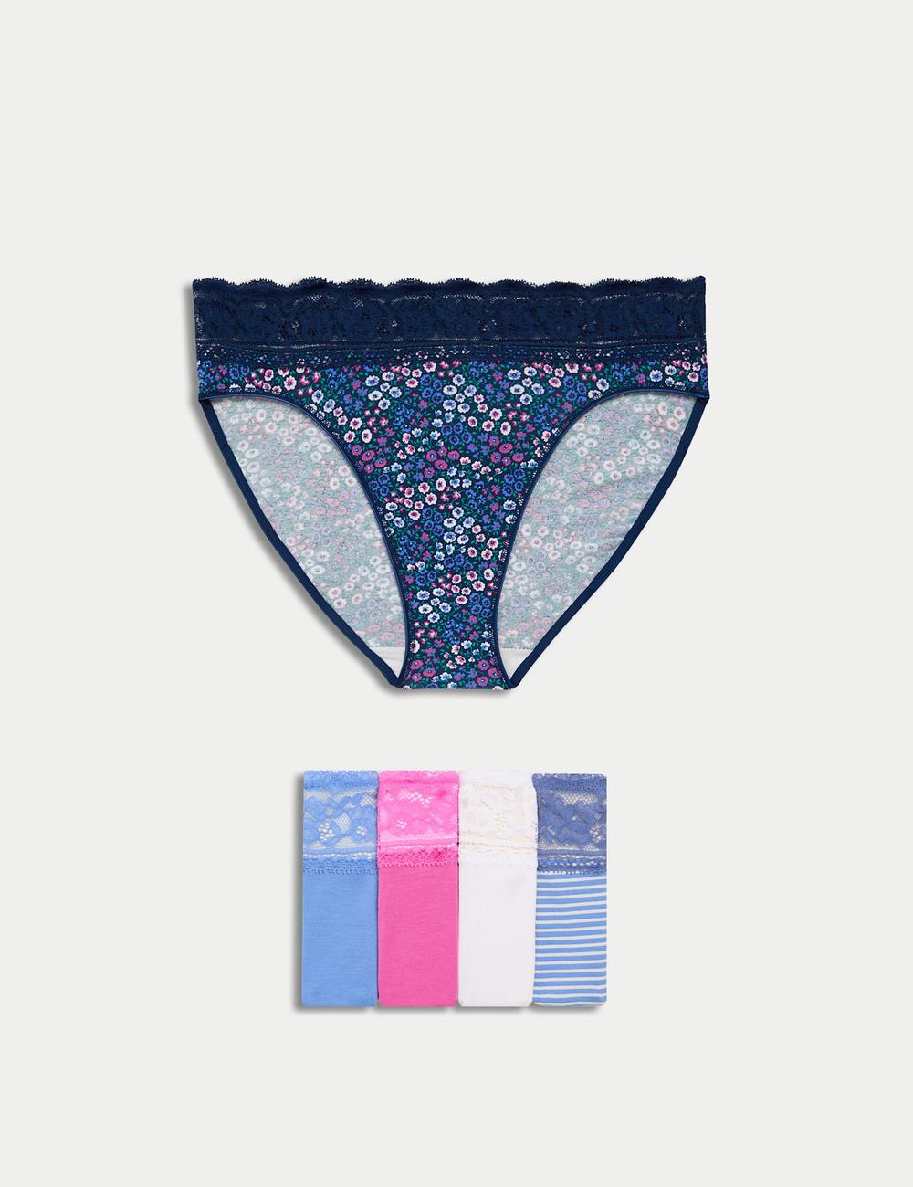 Pack 5 bragas altas HL estampadas con detalle encaje
