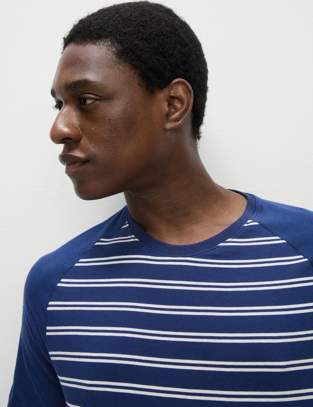 Pijama corto en punto camiseta a rayas