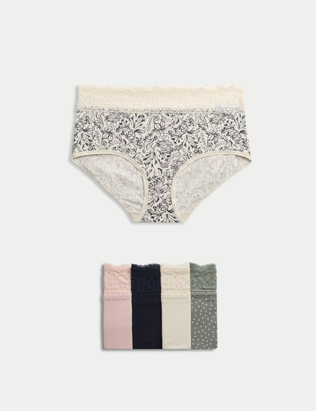 Pack 5 bragas altas detalle encaje