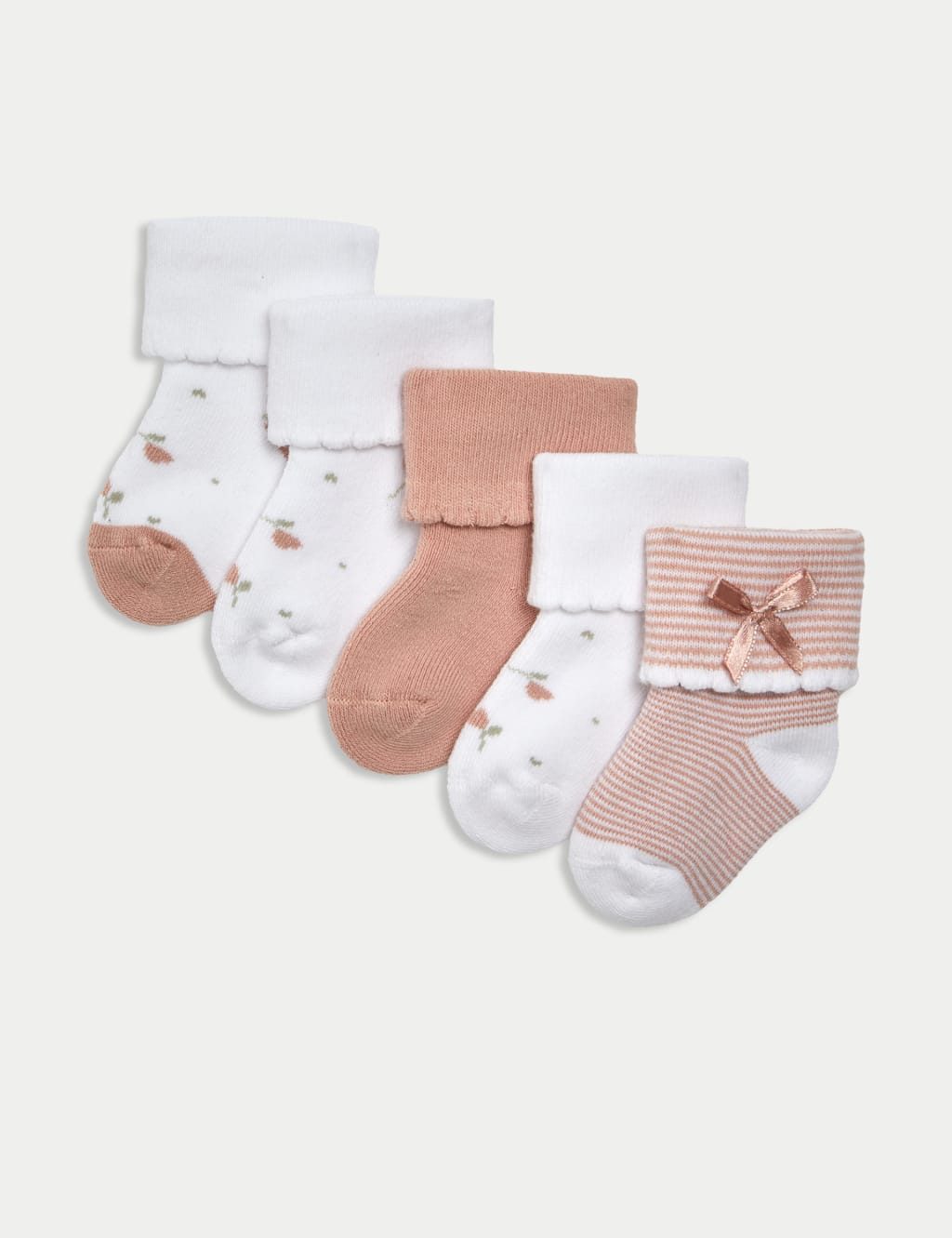 Pack de 5 pares de calcetines Bebé Rosas