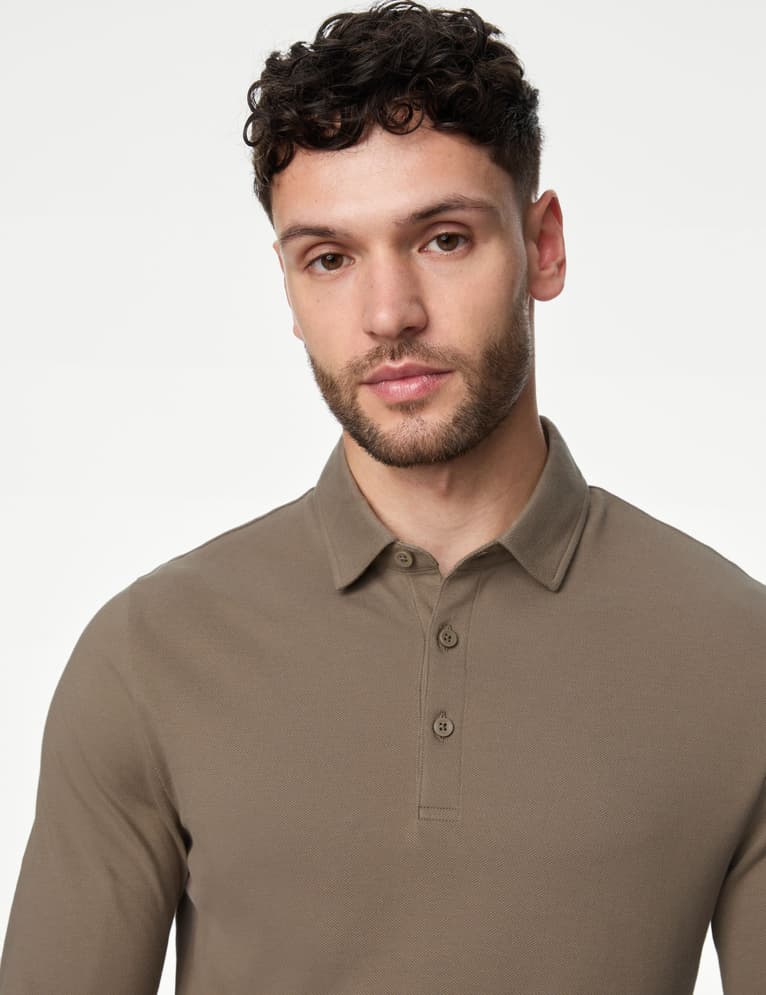 Polo de manga larga liso