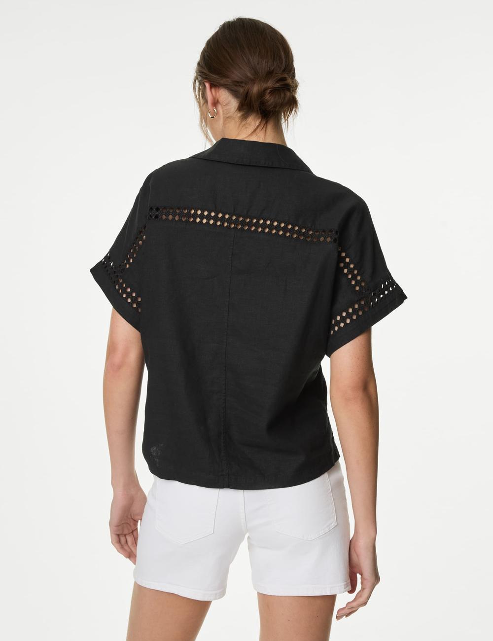 Blusa de lino de manga corta