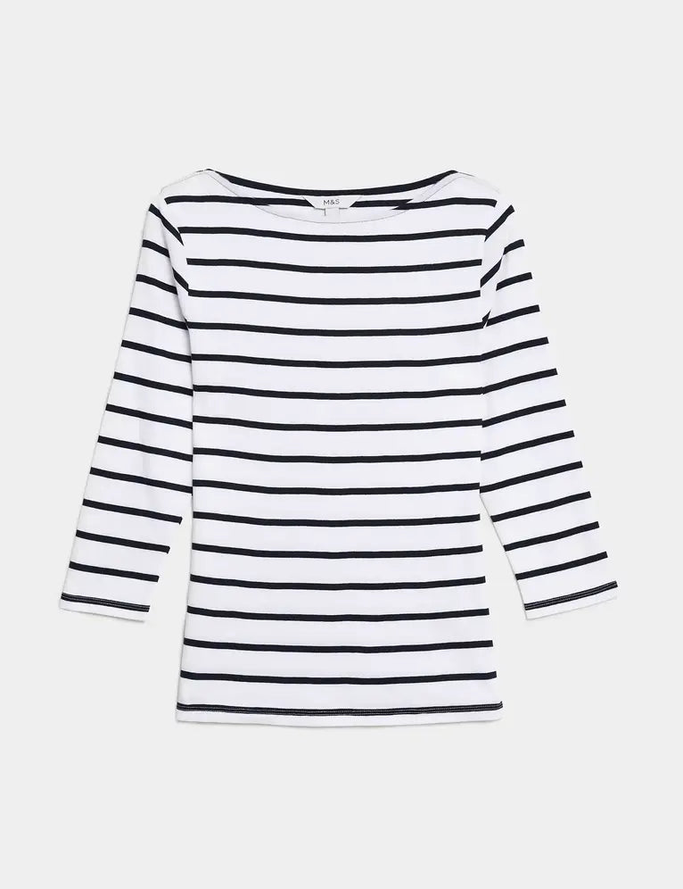 Camiseta de manga semilarga de rayas