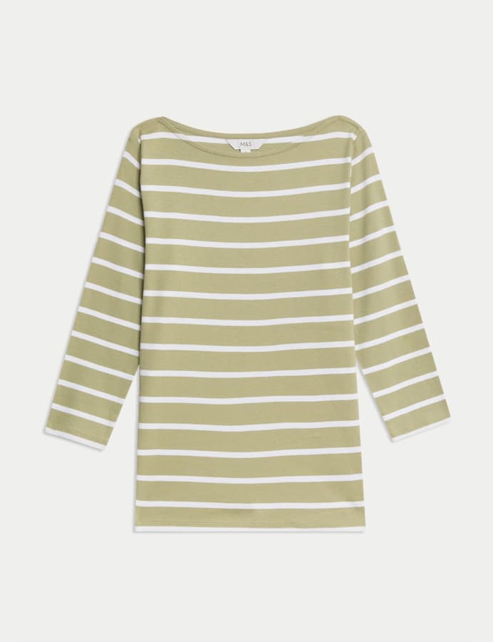 Camiseta de manga semilarga de rayas