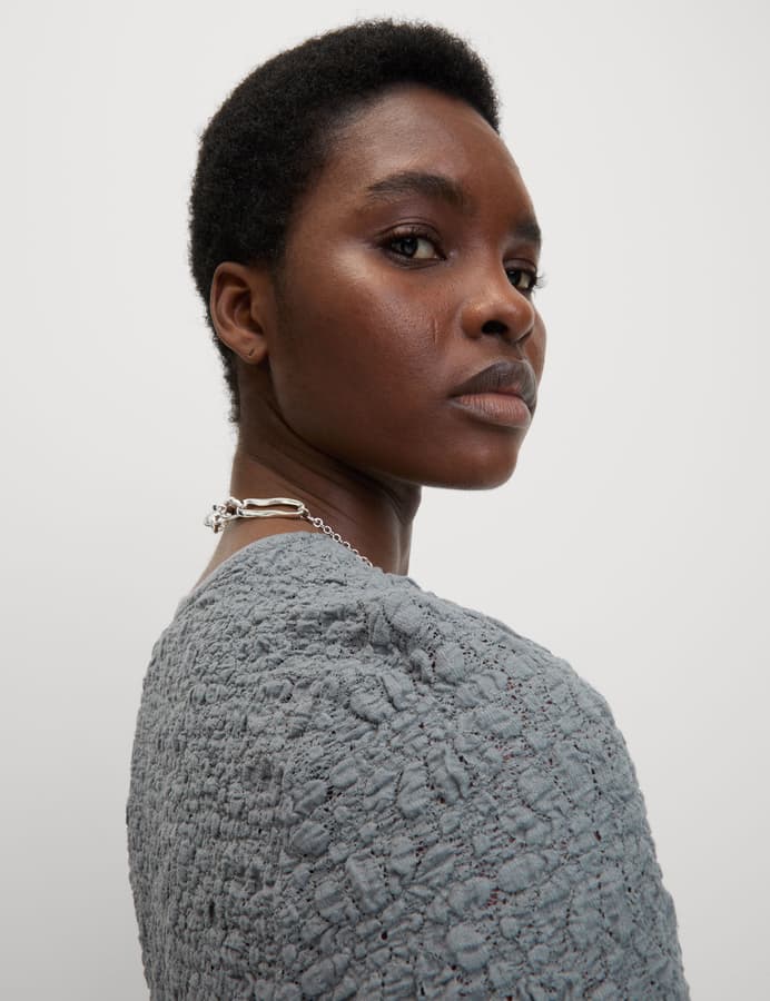 Top textura de manga corta