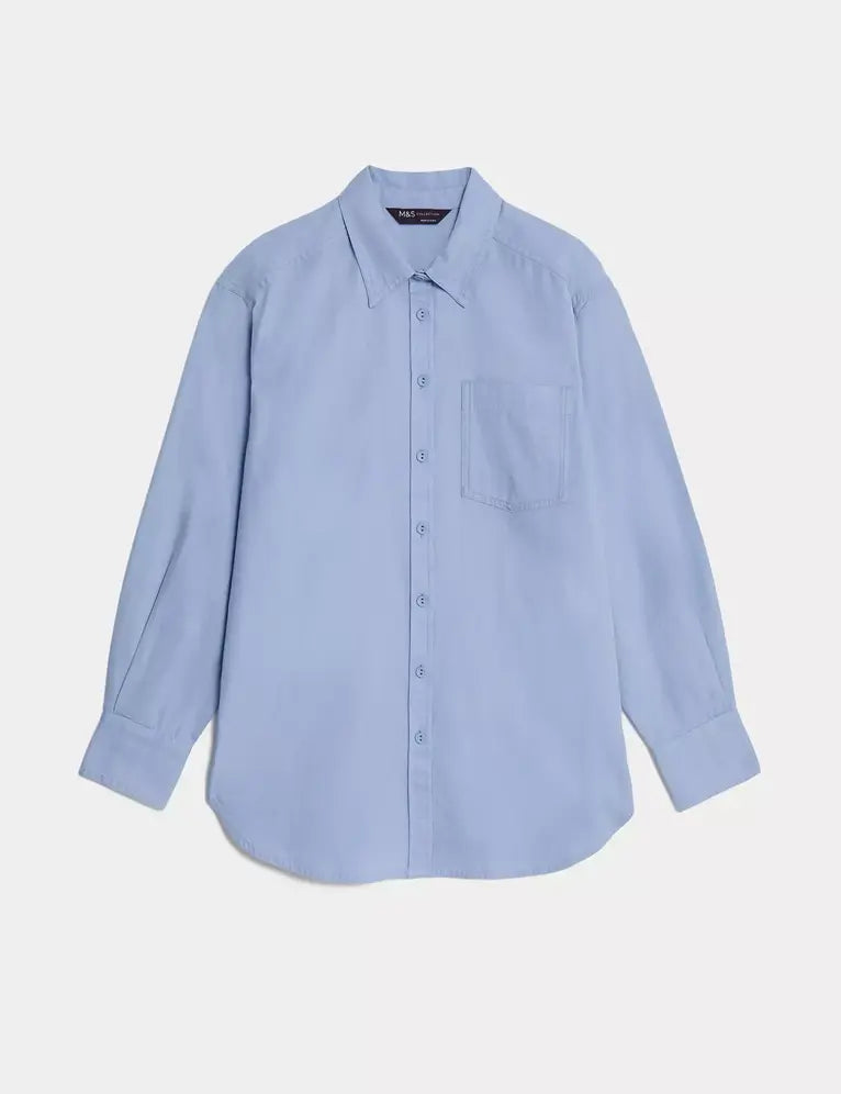 Blusa de algodón cuello maho