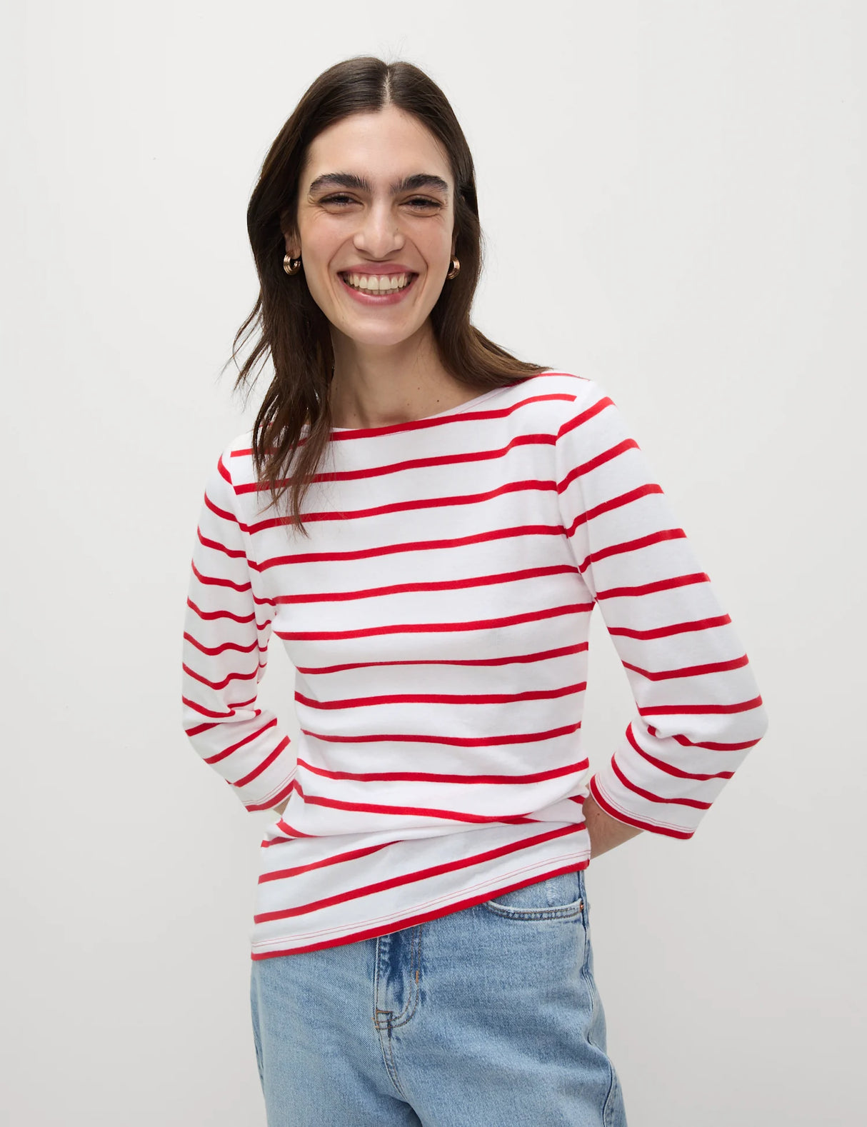 Camiseta de manga semilarga de rayas