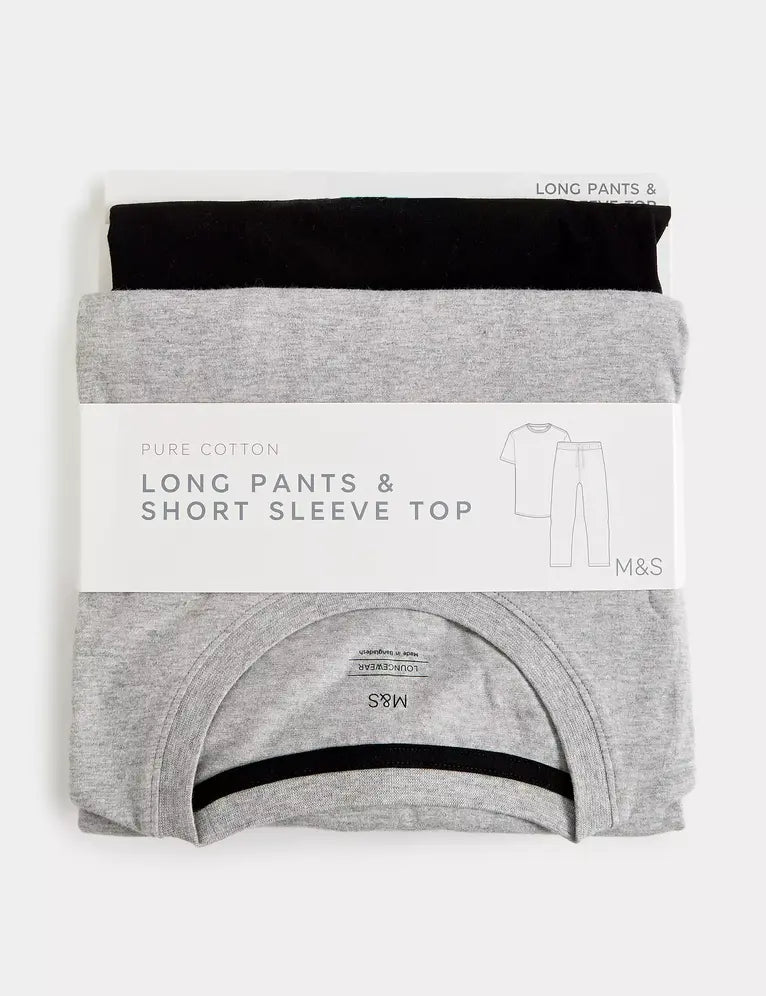 Pijama de punto pantalón largo y top manga corta