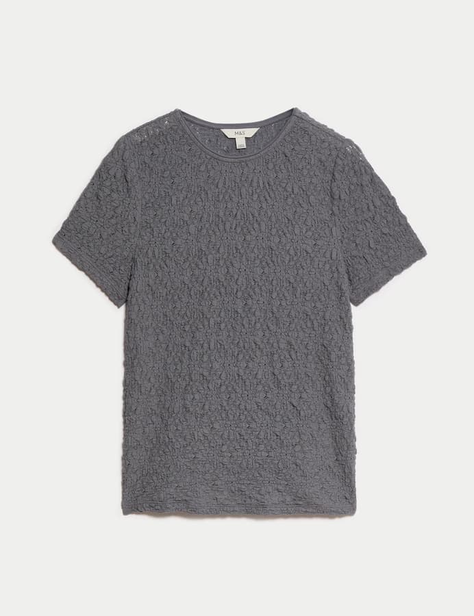 Top textura de manga corta