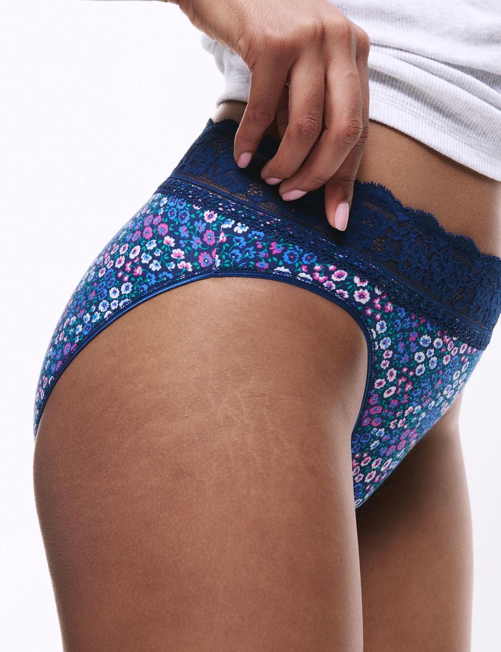 Pack 5 bragas altas HL estampadas con detalle encaje