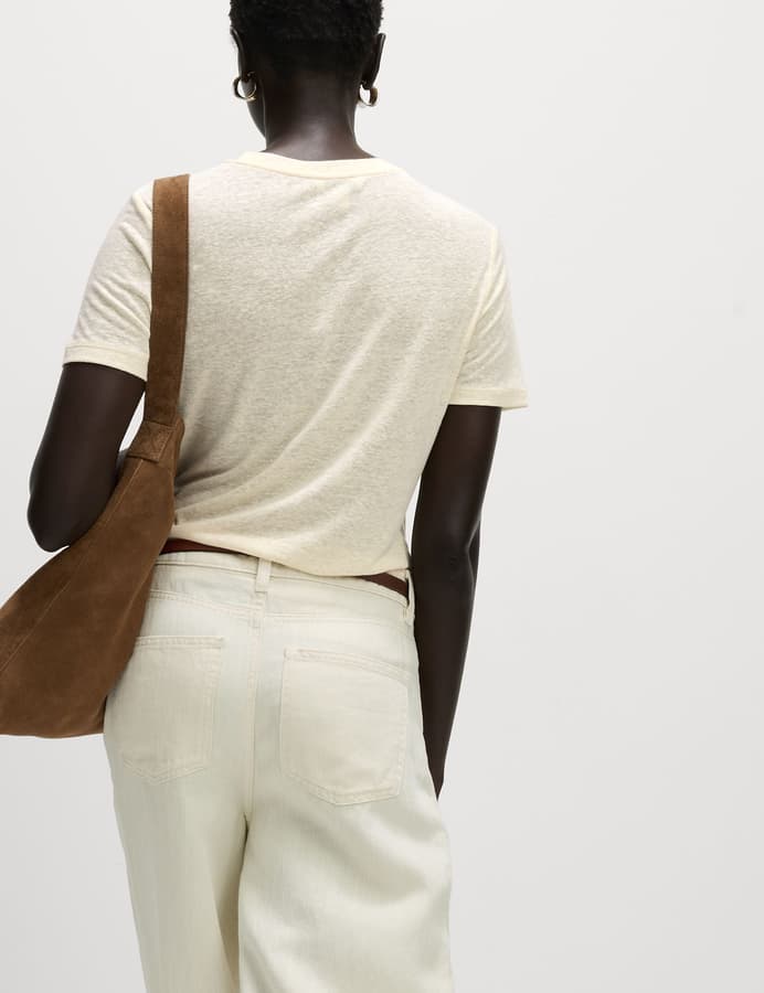 Top de lino de manga corta