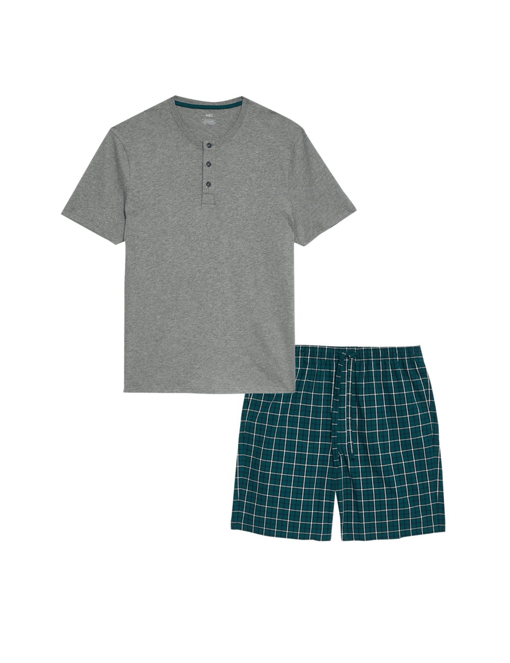Pijama corto de algodón a cuadros