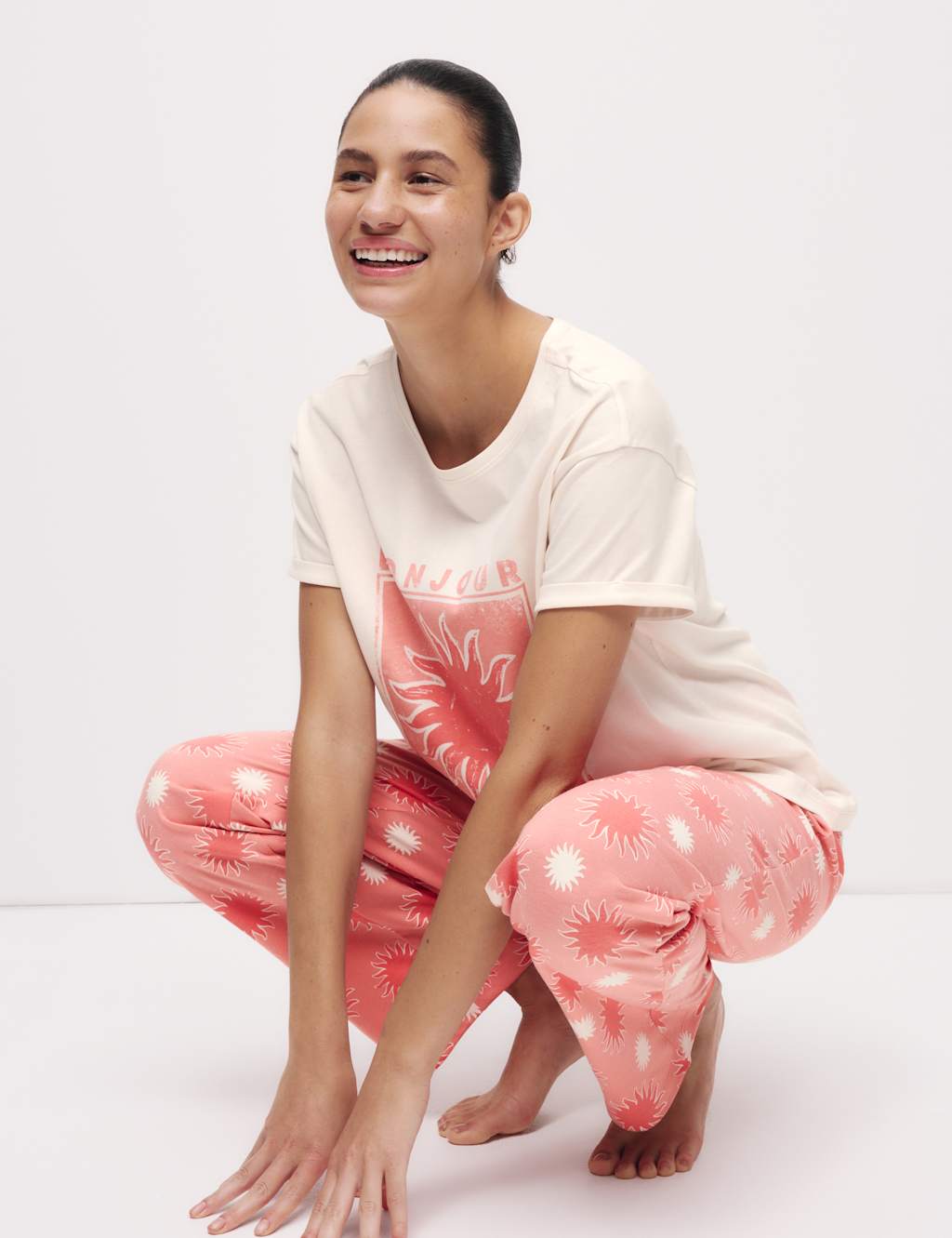 Pijama de diseño de manga corta y pantalón largo FP