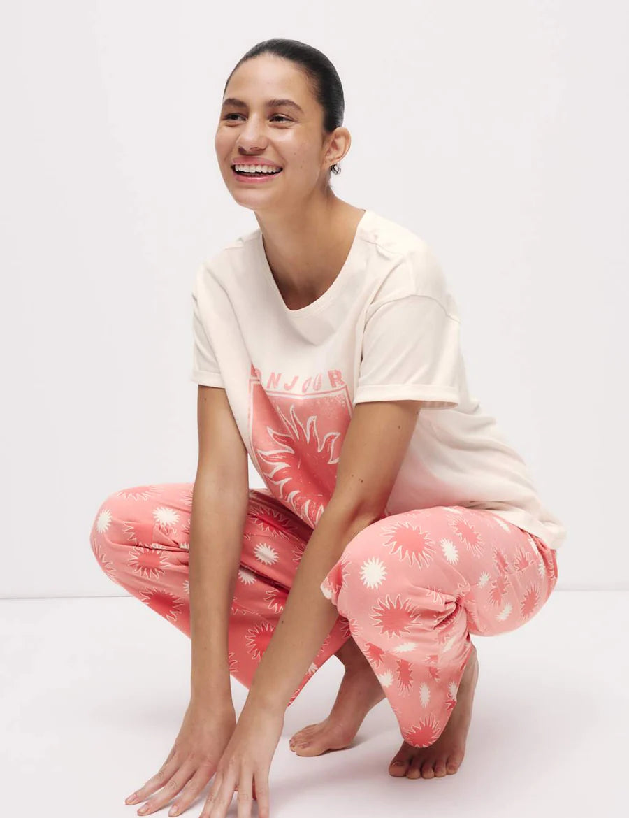 Pijama de diseño de manga corta y pantalón largo FP