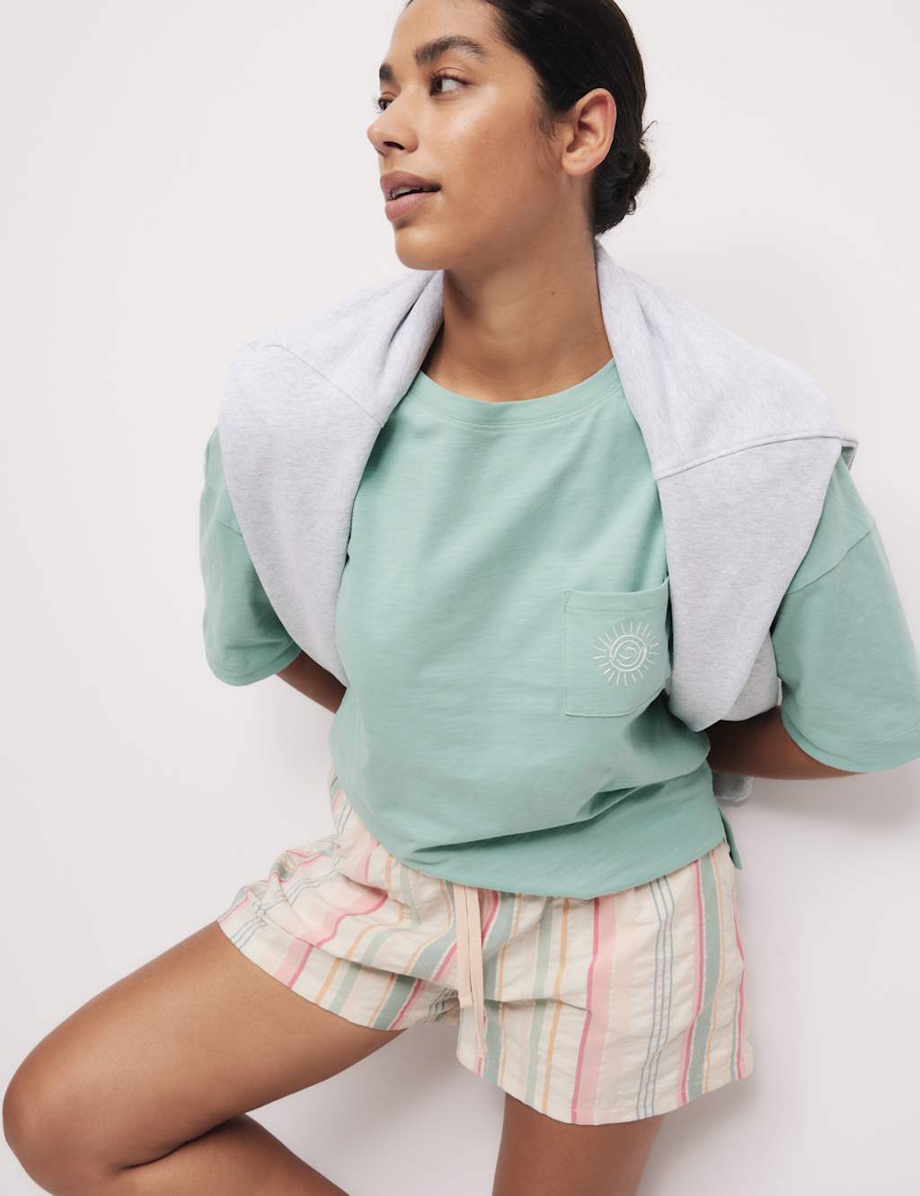 Pijama corto estampado de manga corta