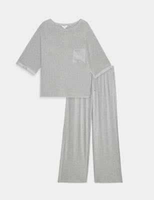 Pantalón de pijama con detalle de satén