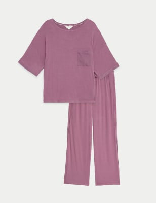 Pantalón de pijama con detalle de satén