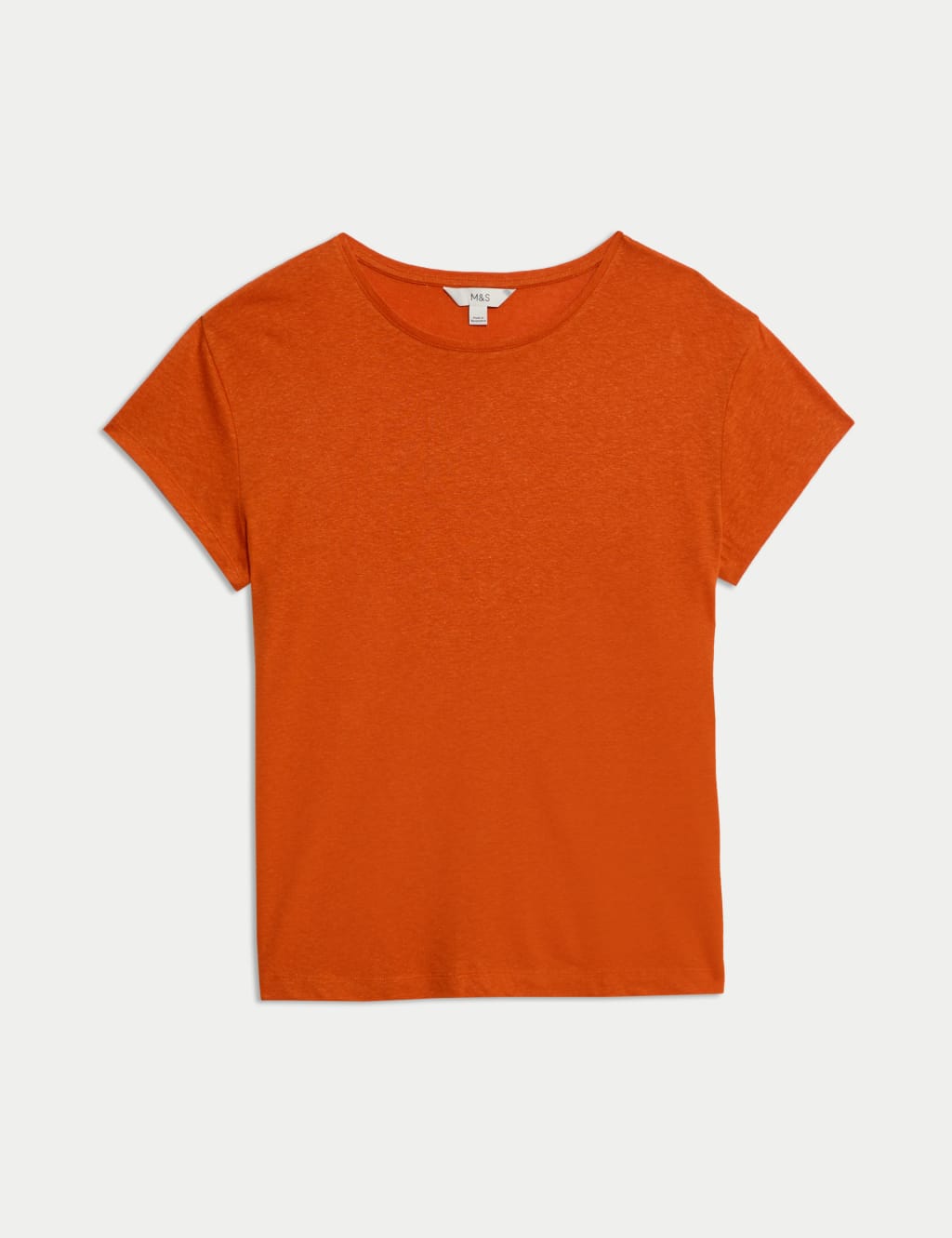 Top de lino liso de manga corta