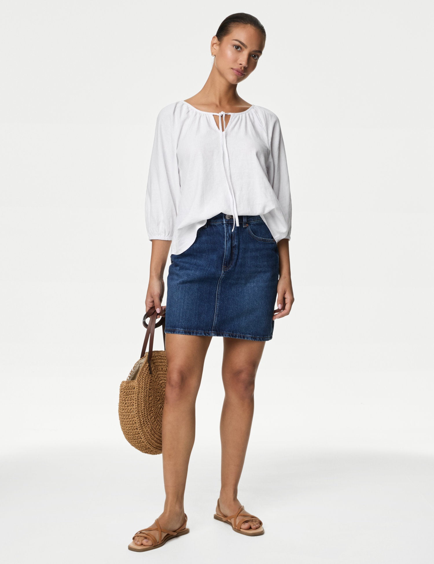 Blusa de lino manga semilarga