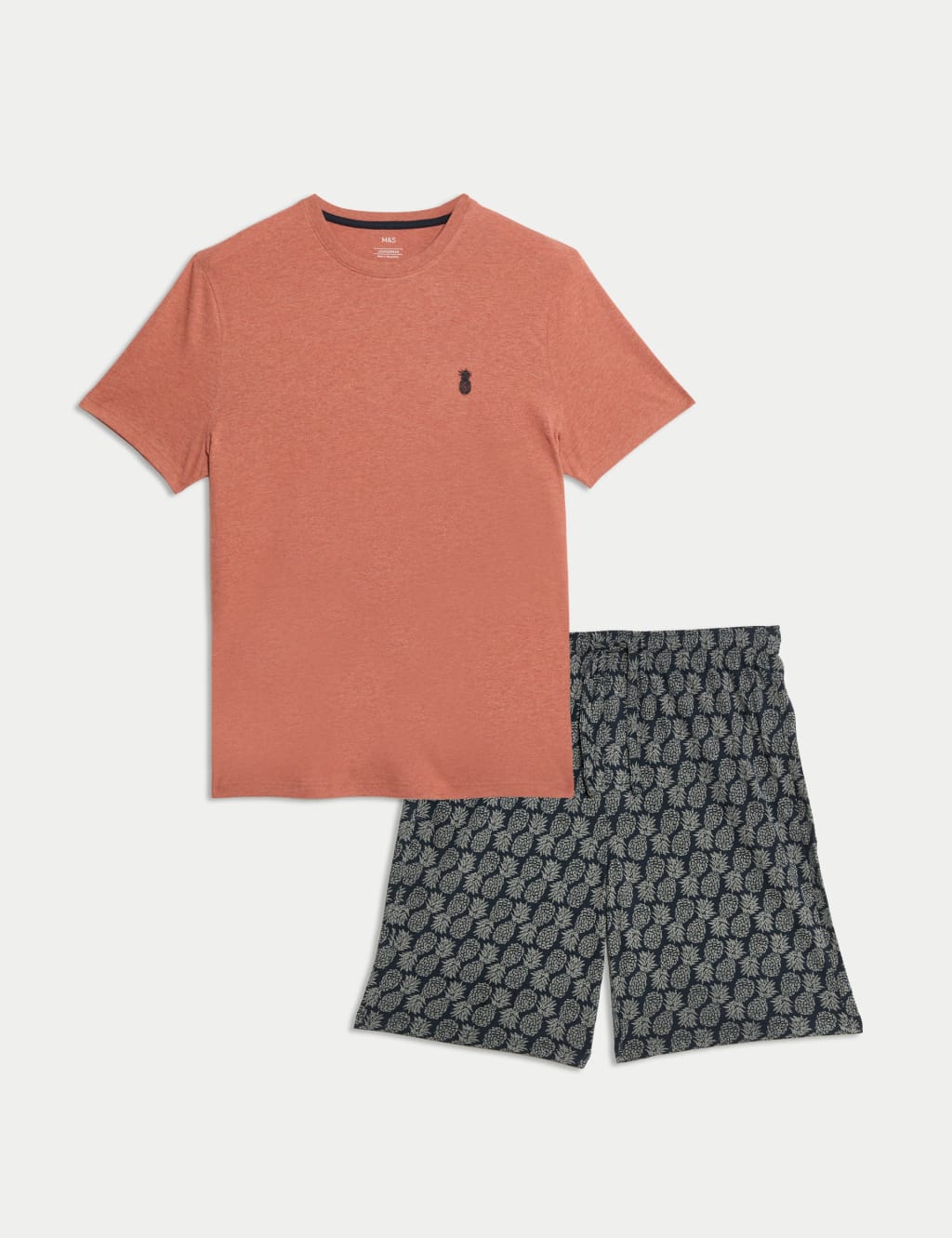 Pijama corto en punto con diseño de piñas