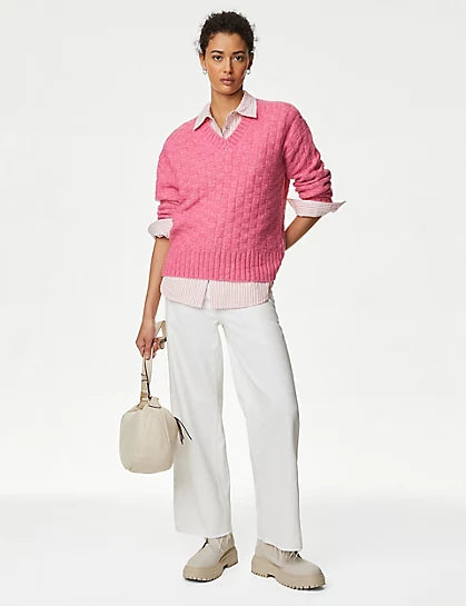 Jersey cuello pico textura