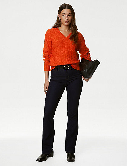 Jersey cuello pico textura