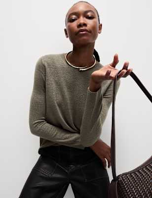 Jersey de cuello redondo de tejido cashmilon