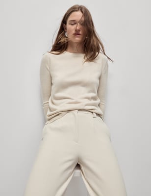 Jersey de cuello redondo de tejido cashmilon