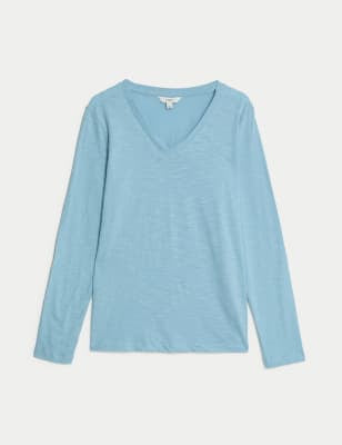 Top de manga larga con escote pico