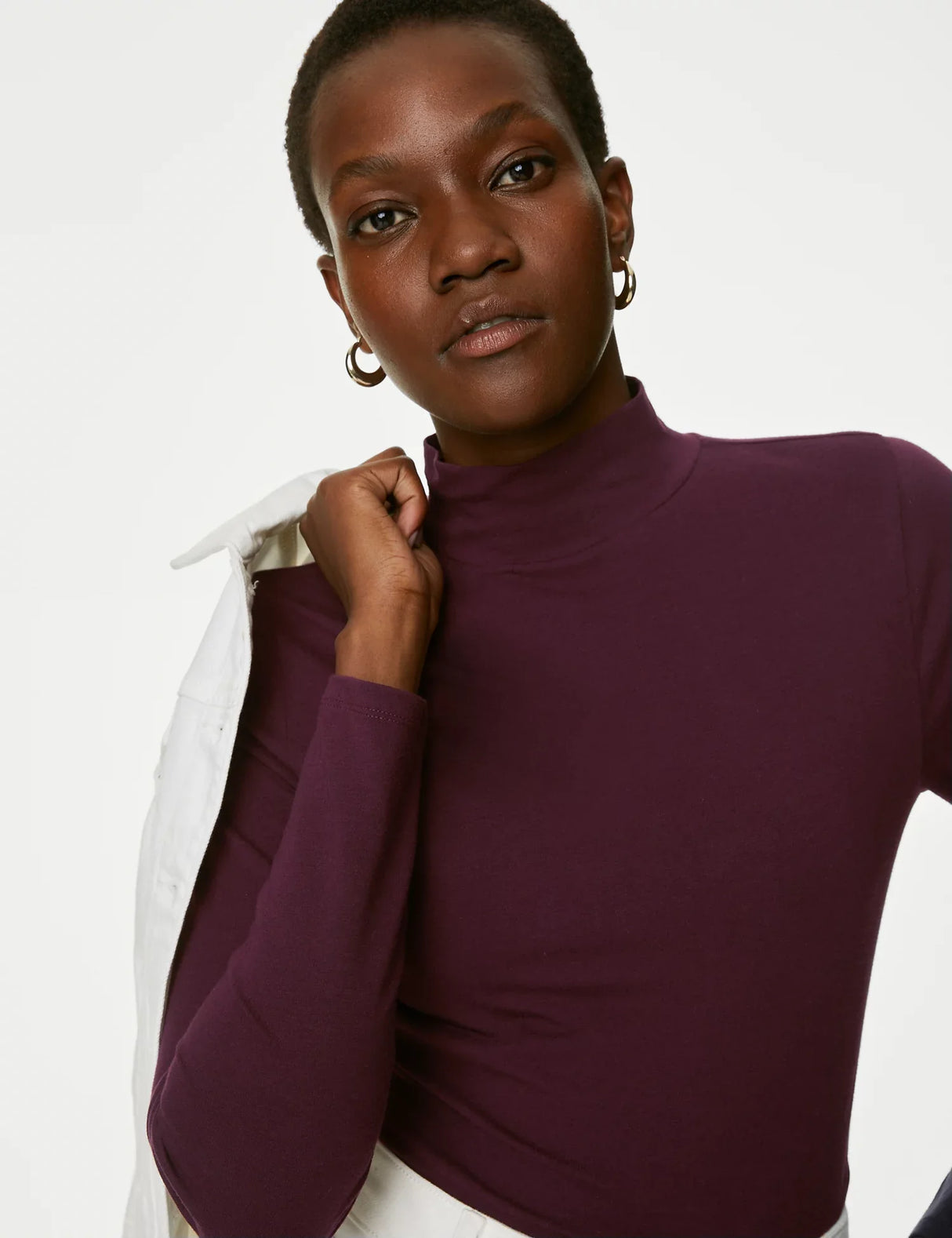 Camiseta básica manga larga cuello alto