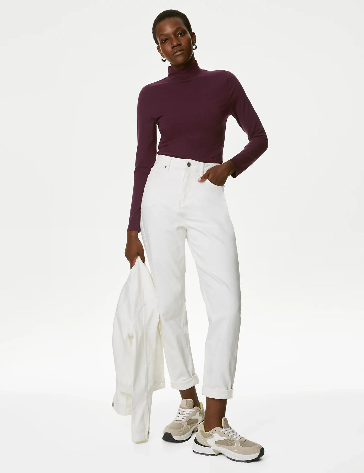 Camiseta básica manga larga cuello alto