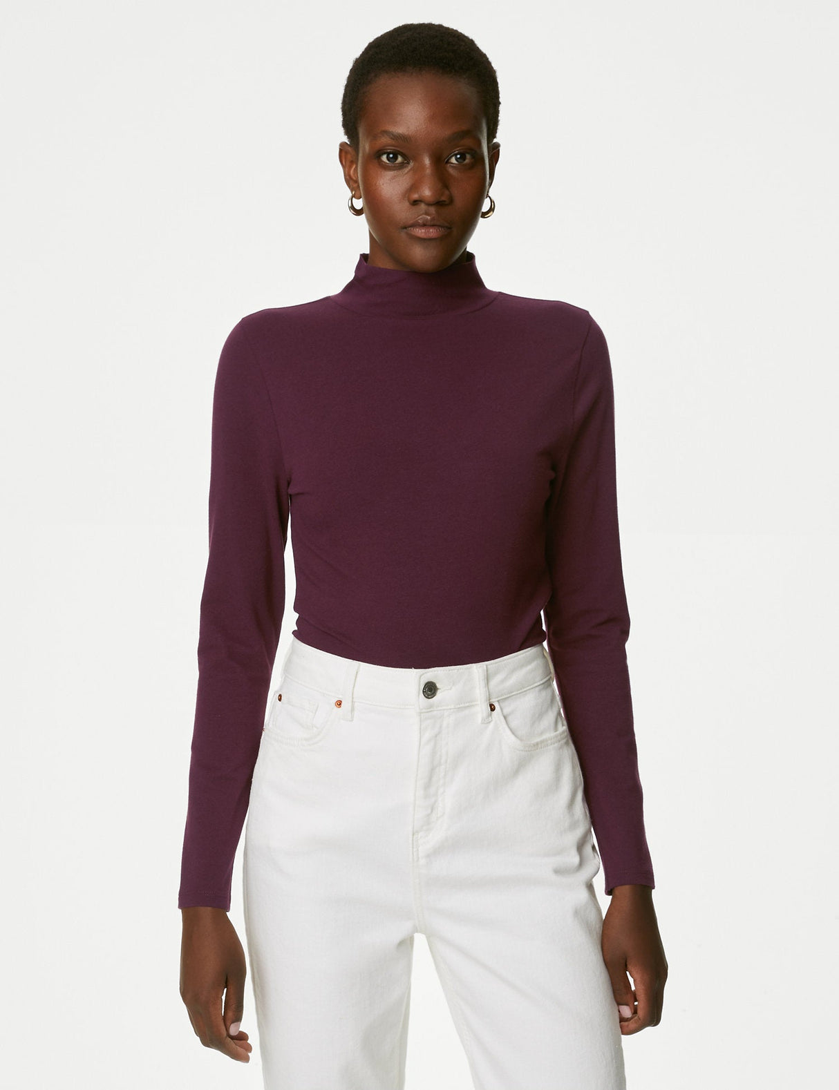 Camiseta básica manga larga cuello alto