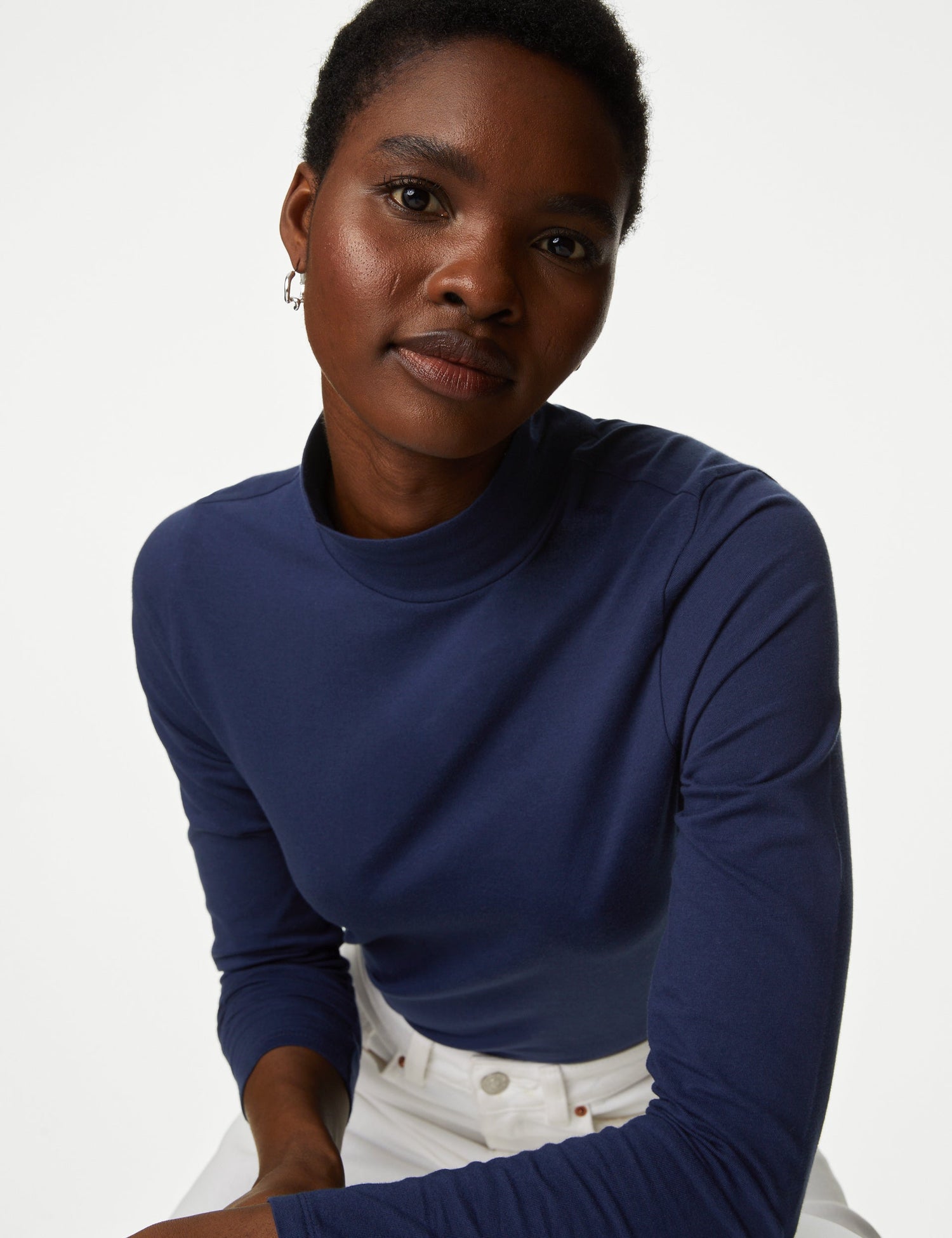 Camiseta básica manga larga cuello alto