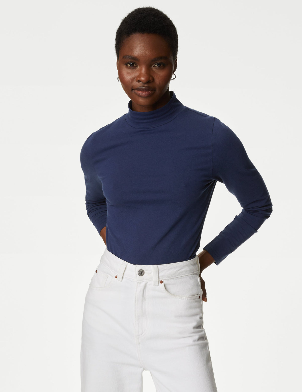 Camiseta básica manga larga cuello alto