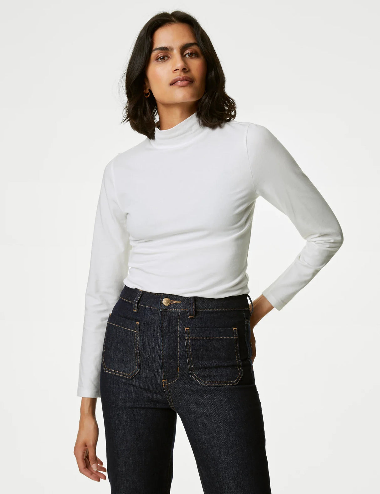 Camiseta básica manga larga cuello alto