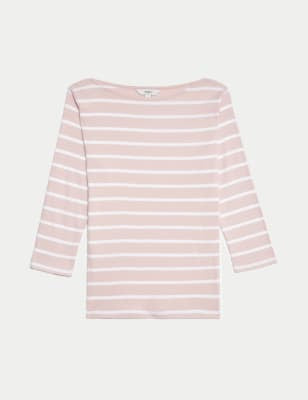 Camiseta de manga semilarga de rayas