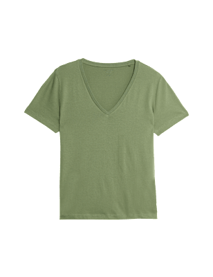 Camiseta básica de manga corta y escote en pico