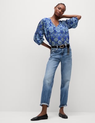 Blusa de algodón de manga larga