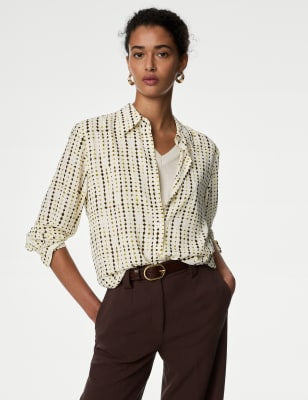 Blusa de manga larga abotonada con diseño