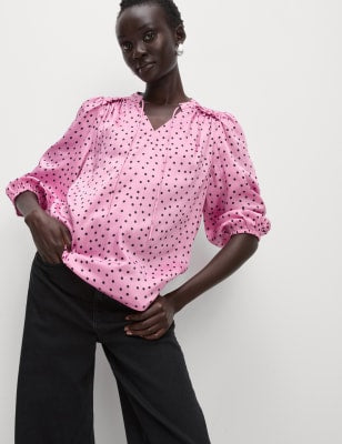 Blusa de manga semilarga con diseño