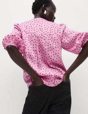 Blusa de manga semilarga con diseño