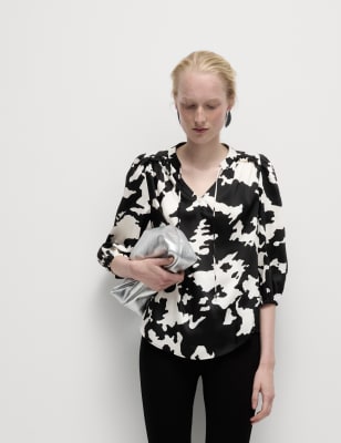 Blusa de manga semilarga con diseño